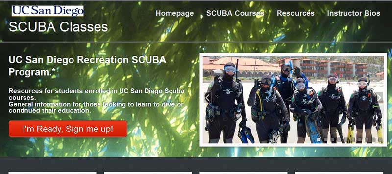 Course informatin and student resources for UC San Diego Scuba program
